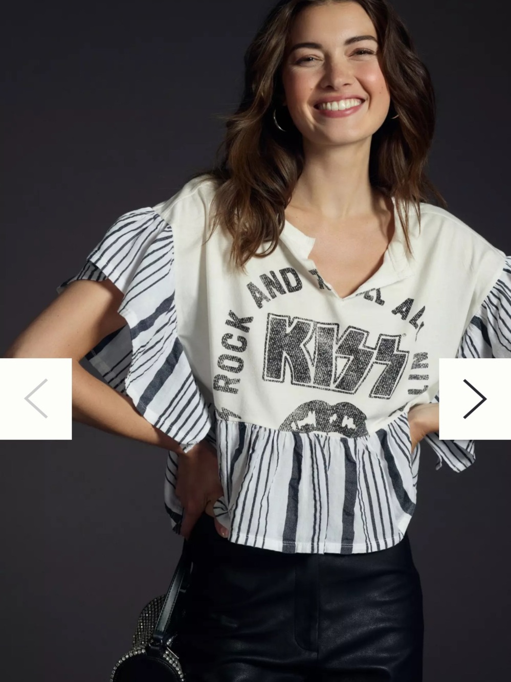 Pilcro Ruffle Babydoll Tee Cropped KISS Size: S
